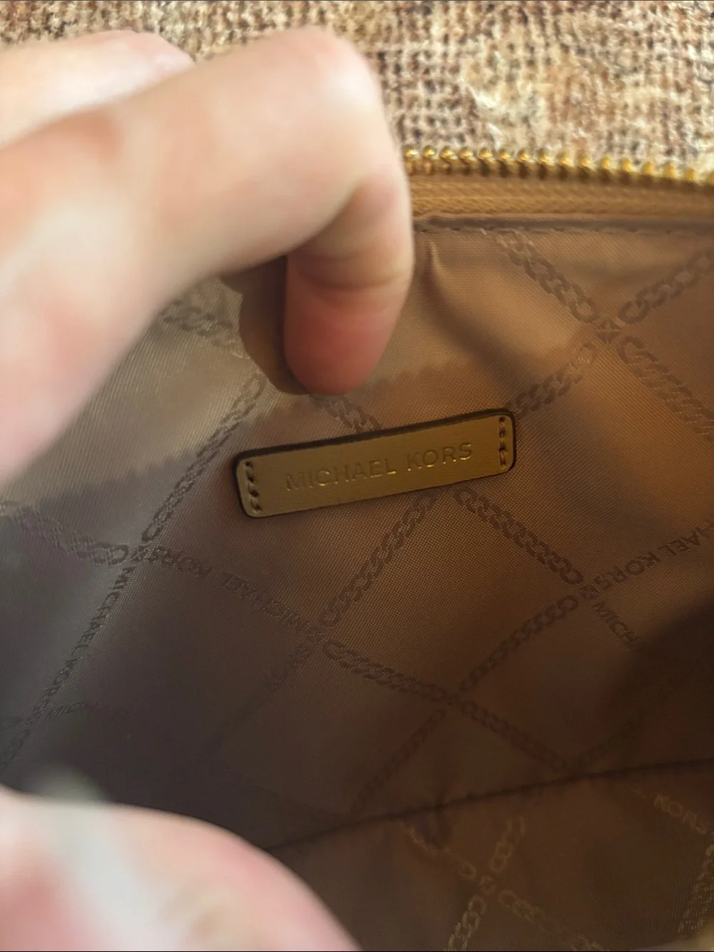 Michael Kors Gold Croc-Embossed Chain Shoulder Clutch
